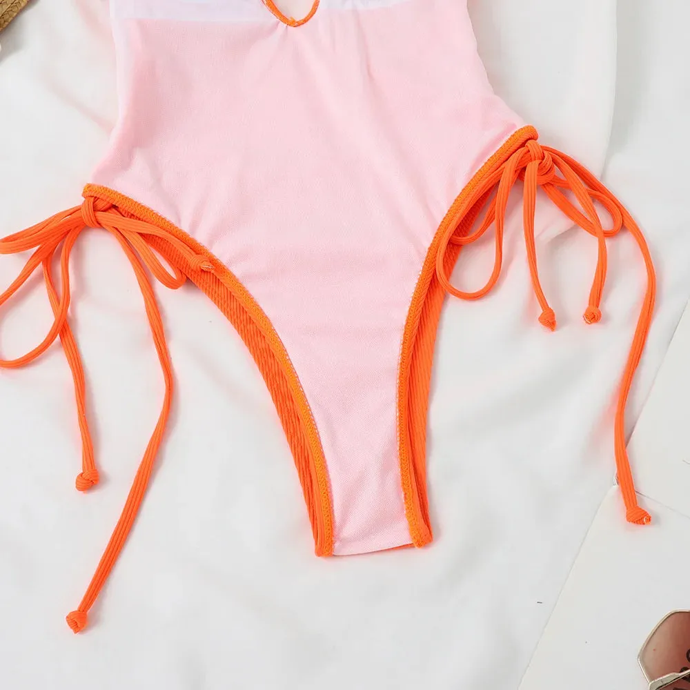Backless deep cut one piece swimsuit