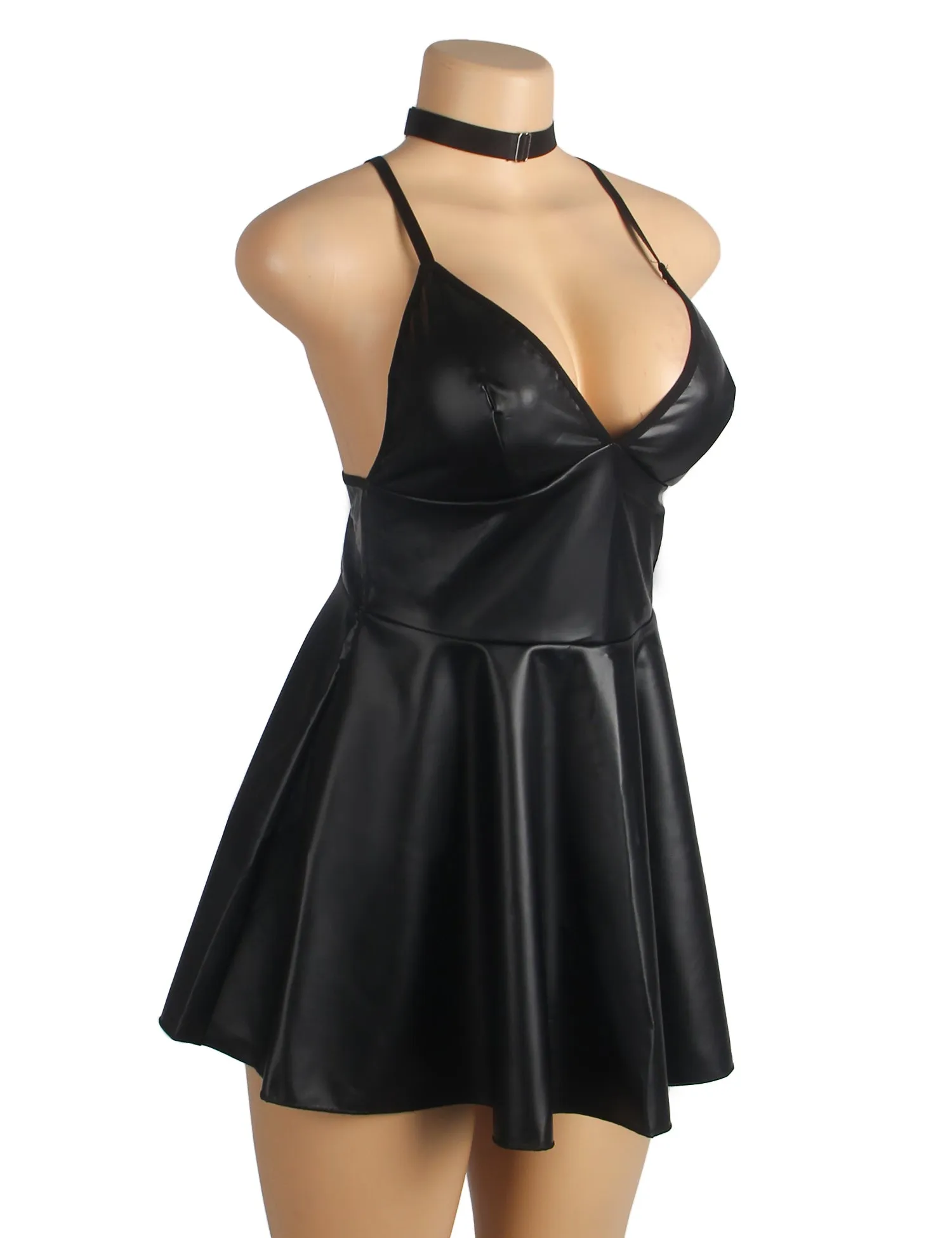 Burgundy PU leather Suspender Sexy Nightdress Egypt