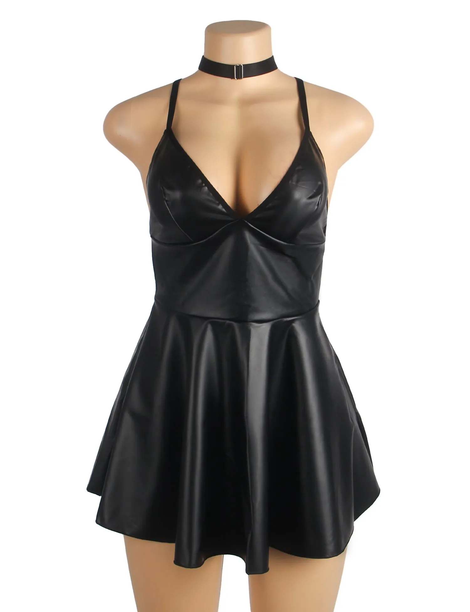 Burgundy PU leather Suspender Sexy Nightdress Egypt