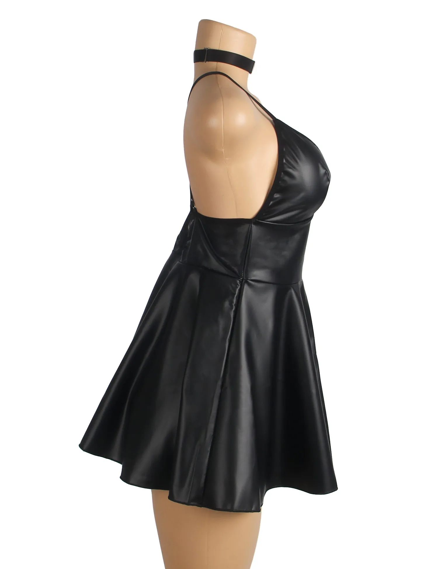 Burgundy PU leather Suspender Sexy Nightdress Egypt