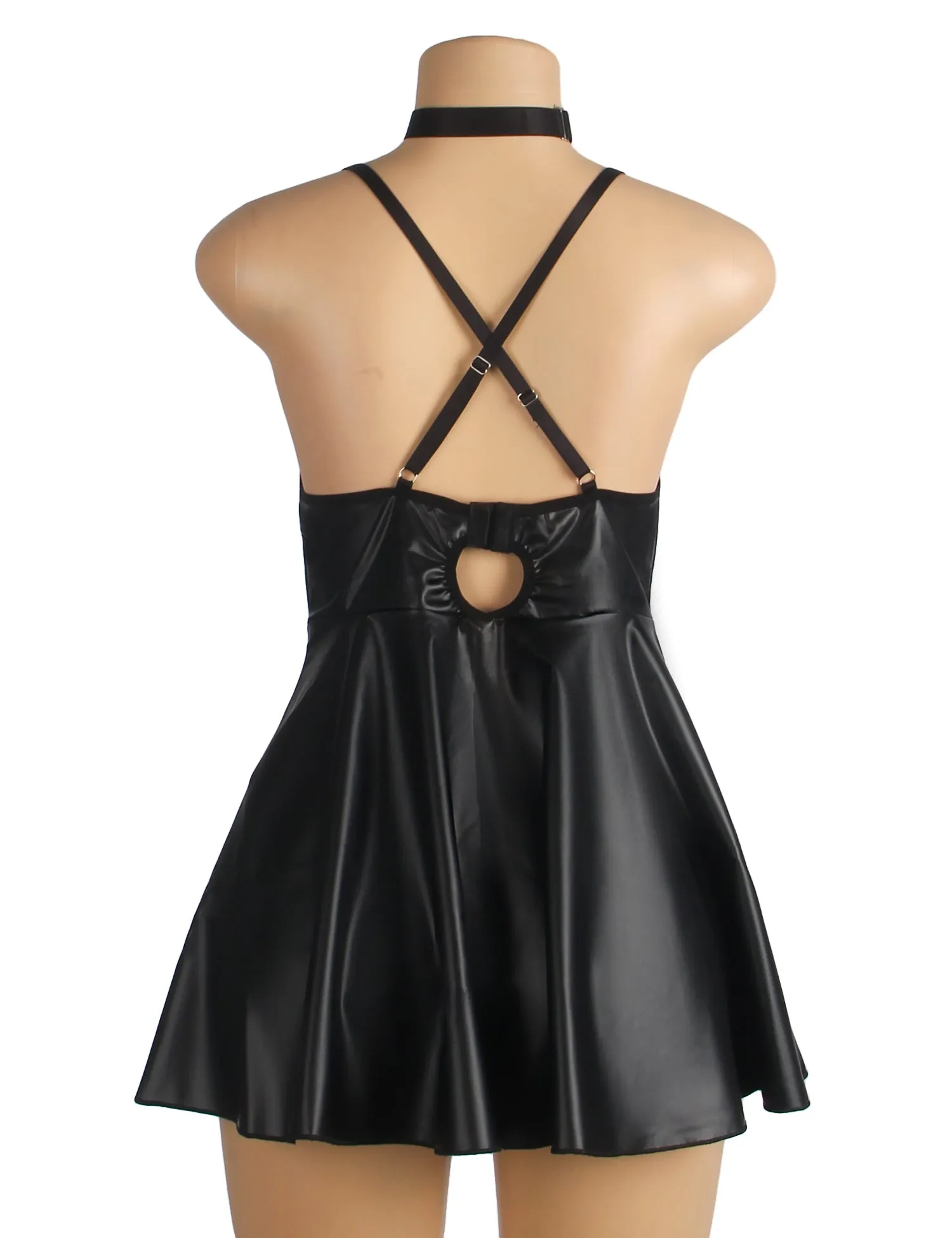 Burgundy PU leather Suspender Sexy Nightdress Egypt