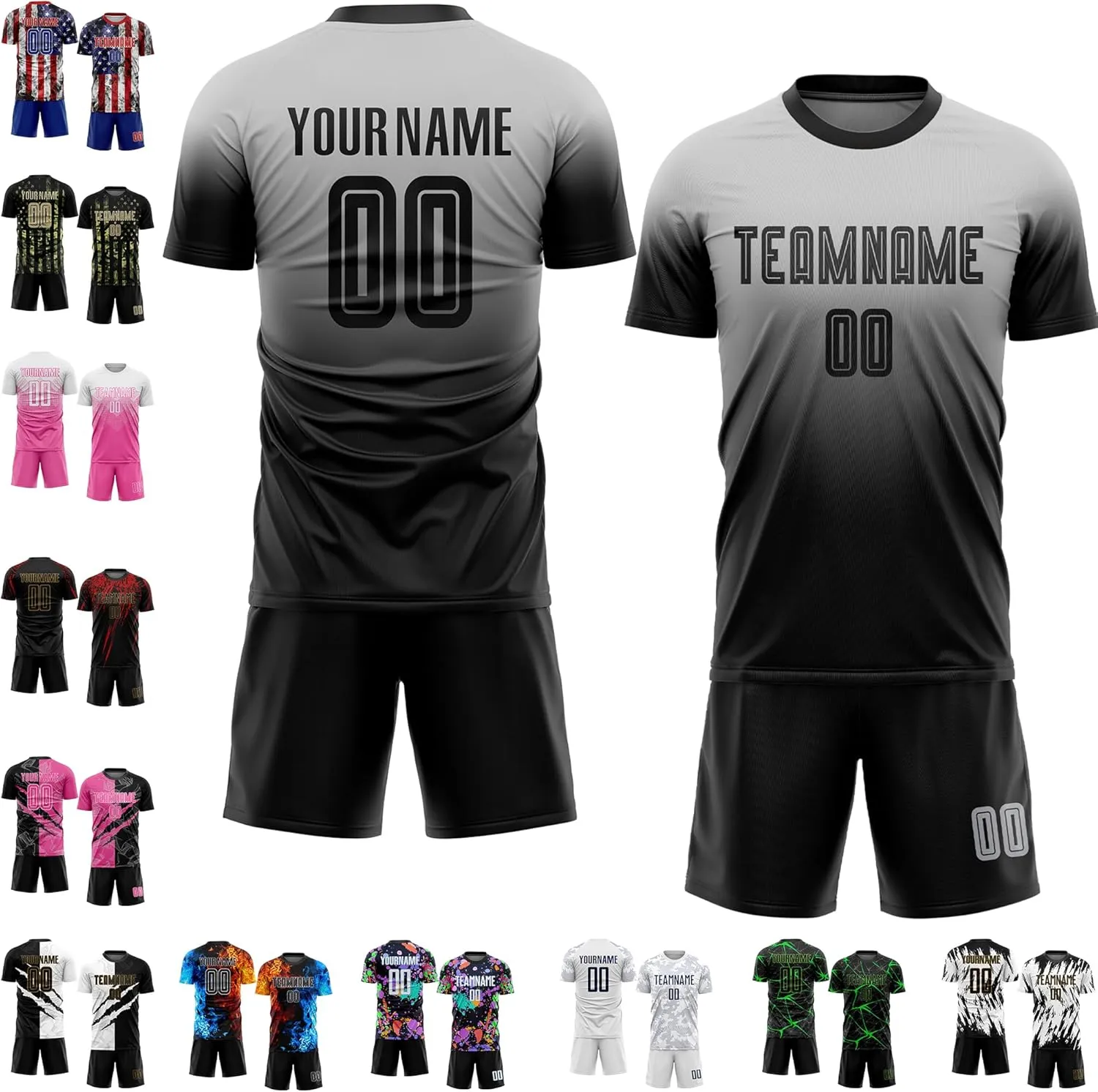 Custom Men Women Youth Soccer Jersey Personalized Boys Soccer Shirts and Shorts with Team Name Number Logo