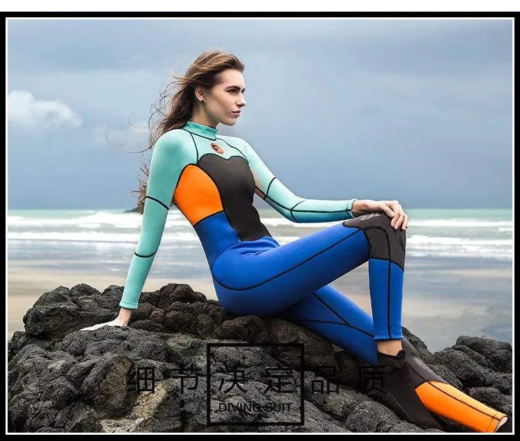Diving suit Women's one-piece surfing suit Wet warm snorkeling suit Sunscreen swimming.