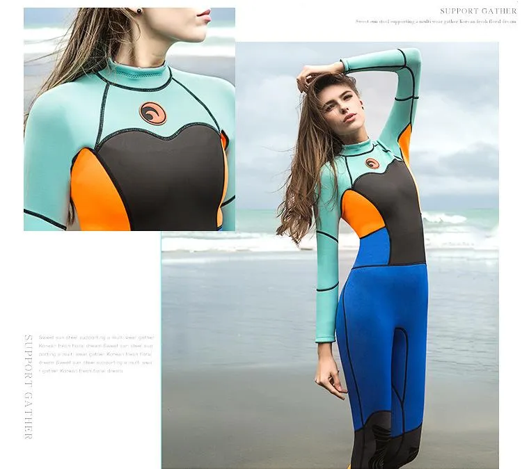 Diving suit Women's one-piece surfing suit Wet warm snorkeling suit Sunscreen swimming.