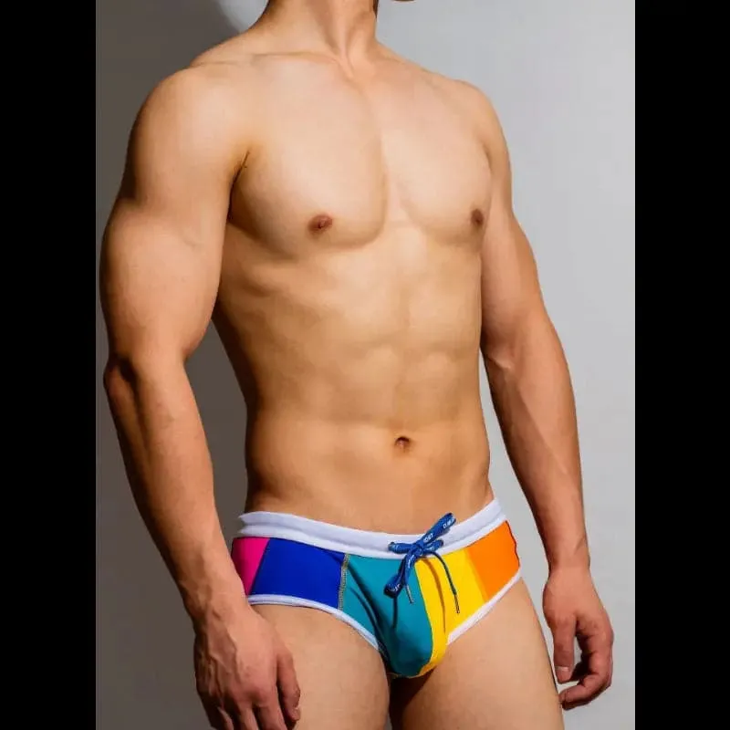 D.M Men's Swimming  Briefs Trendy Rainbow