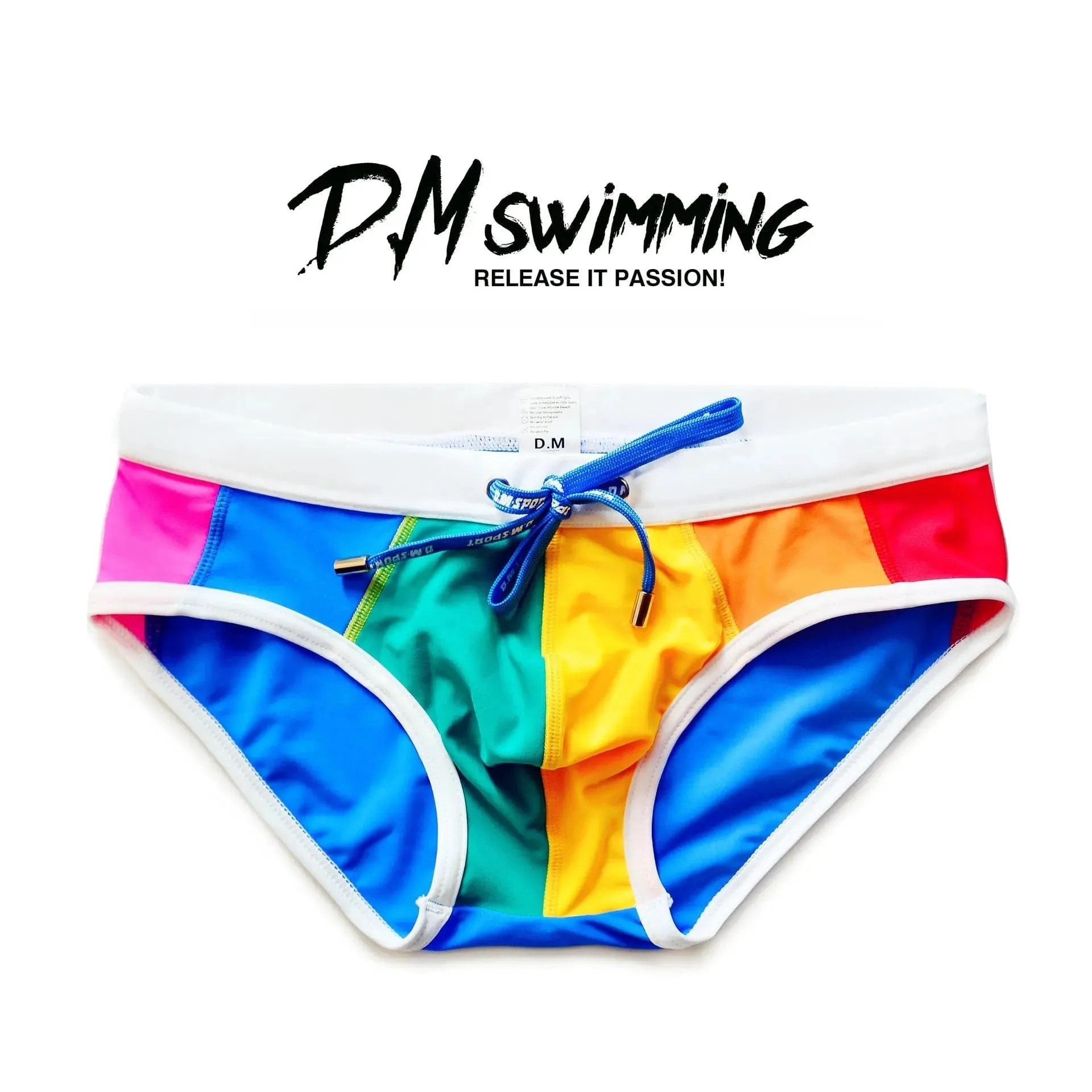 D.M Men's Swimming  Briefs Trendy Rainbow