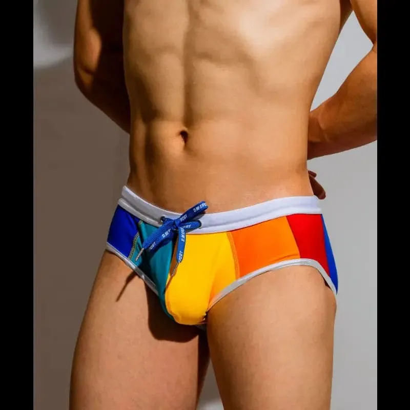 D.M Men's Swimming  Briefs Trendy Rainbow