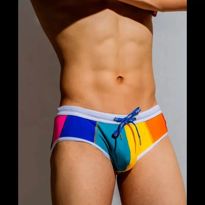 D.M Men's Swimming  Briefs Trendy Rainbow