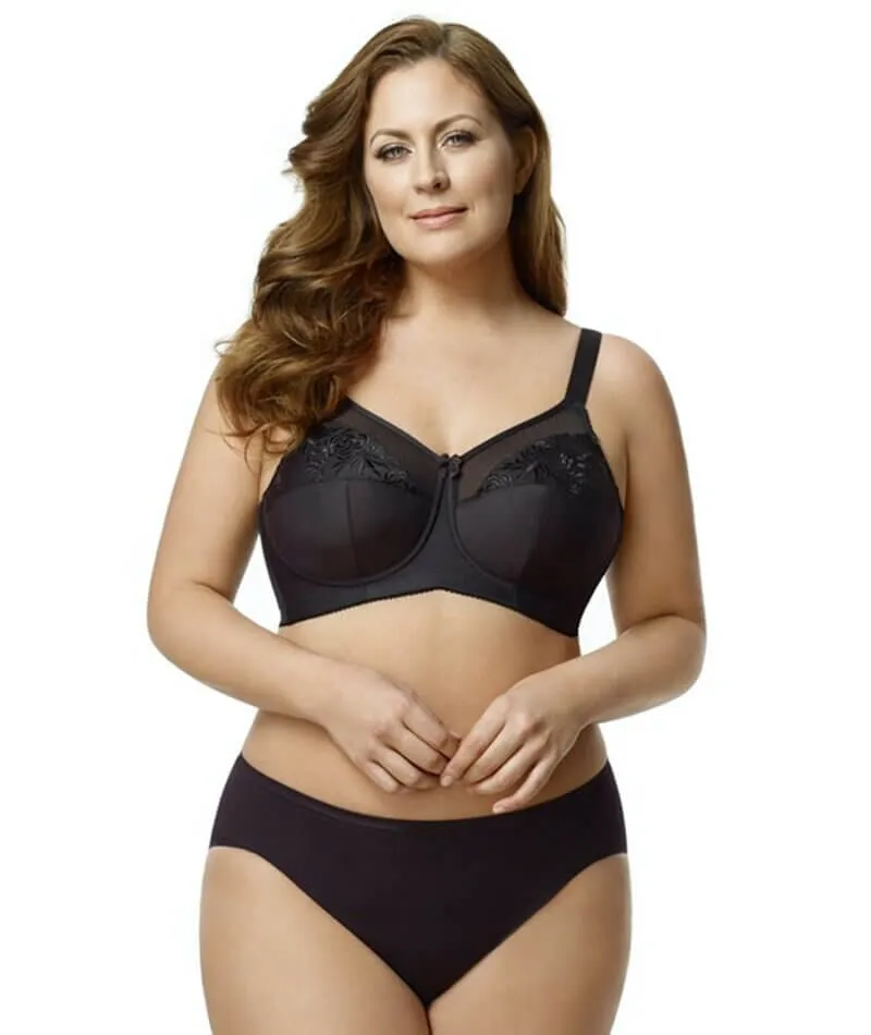 Elila Embroidered Wire-Free Bra - Black