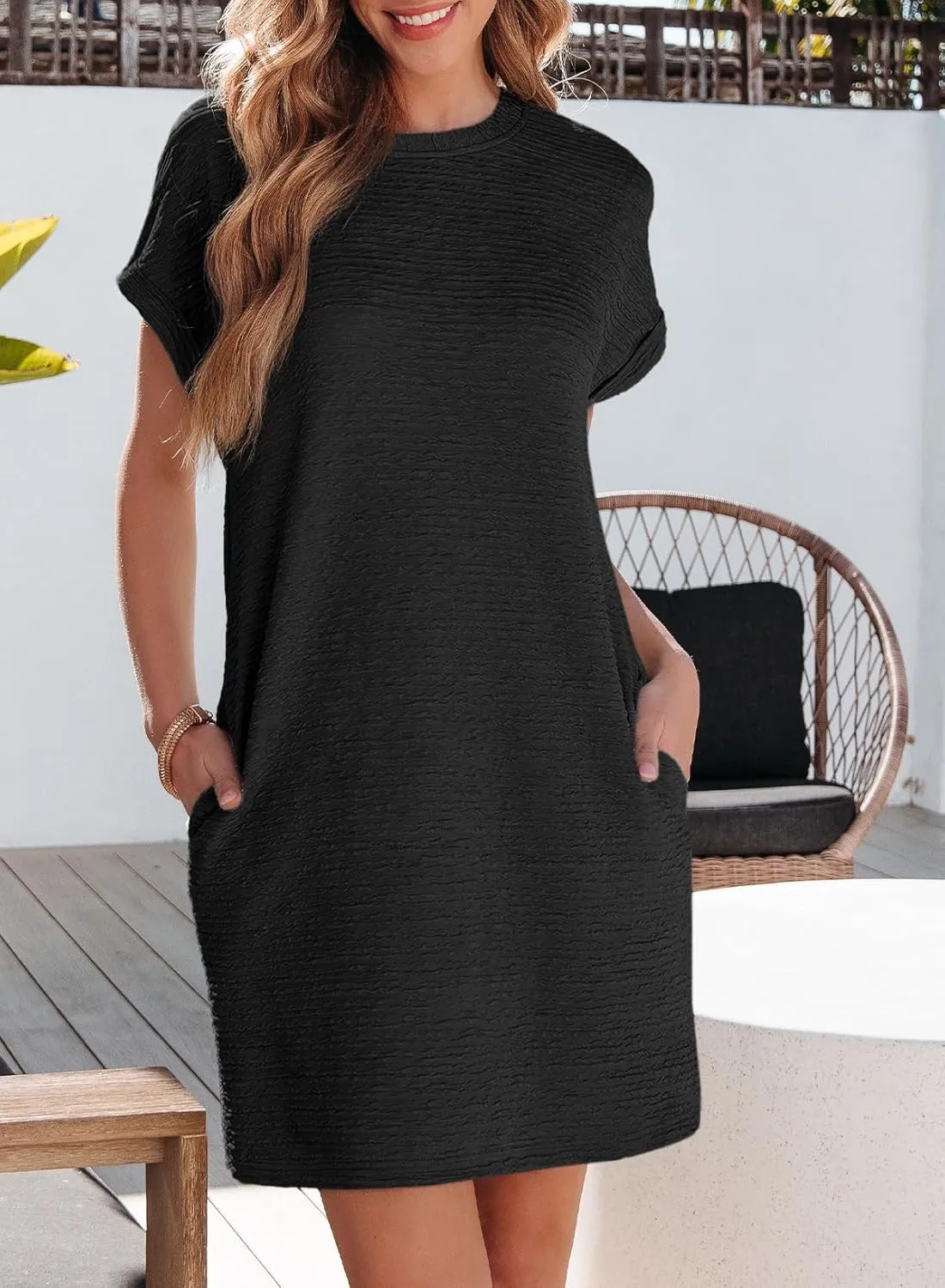 EVALESS Womens Summer Dresses Fashion 2025 Short Sleeve Spring Mini Dress Casual Beach Vacation Clothes Dresses
