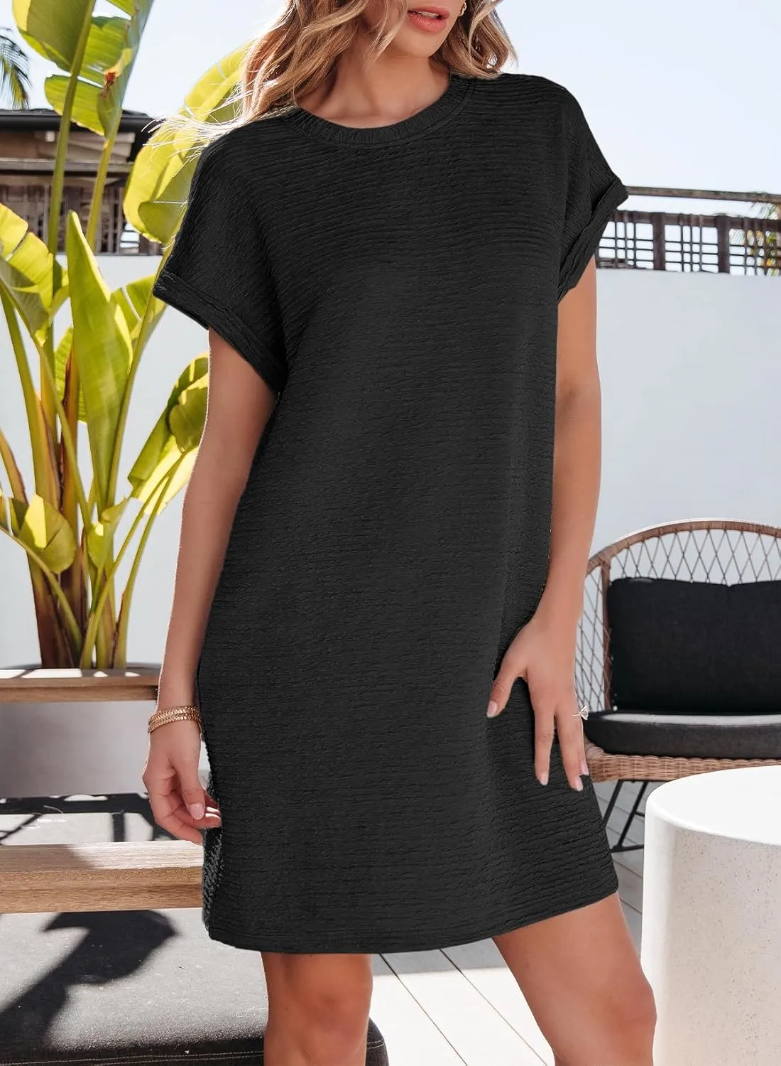 EVALESS Womens Summer Dresses Fashion 2025 Short Sleeve Spring Mini Dress Casual Beach Vacation Clothes Dresses