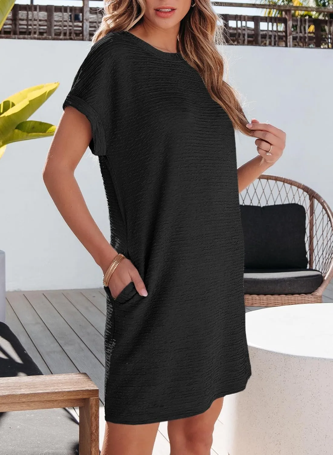EVALESS Womens Summer Dresses Fashion 2025 Short Sleeve Spring Mini Dress Casual Beach Vacation Clothes Dresses