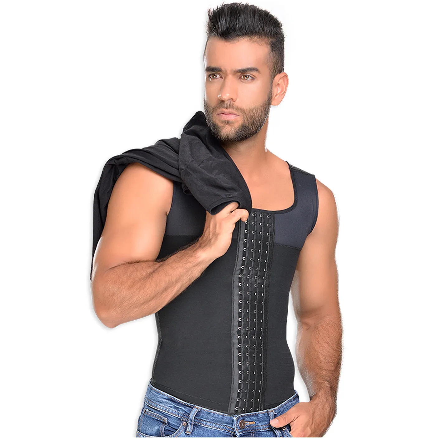 Fajas MYD 0060 Men Compression Vest Shirt Body Shaper Powernet
