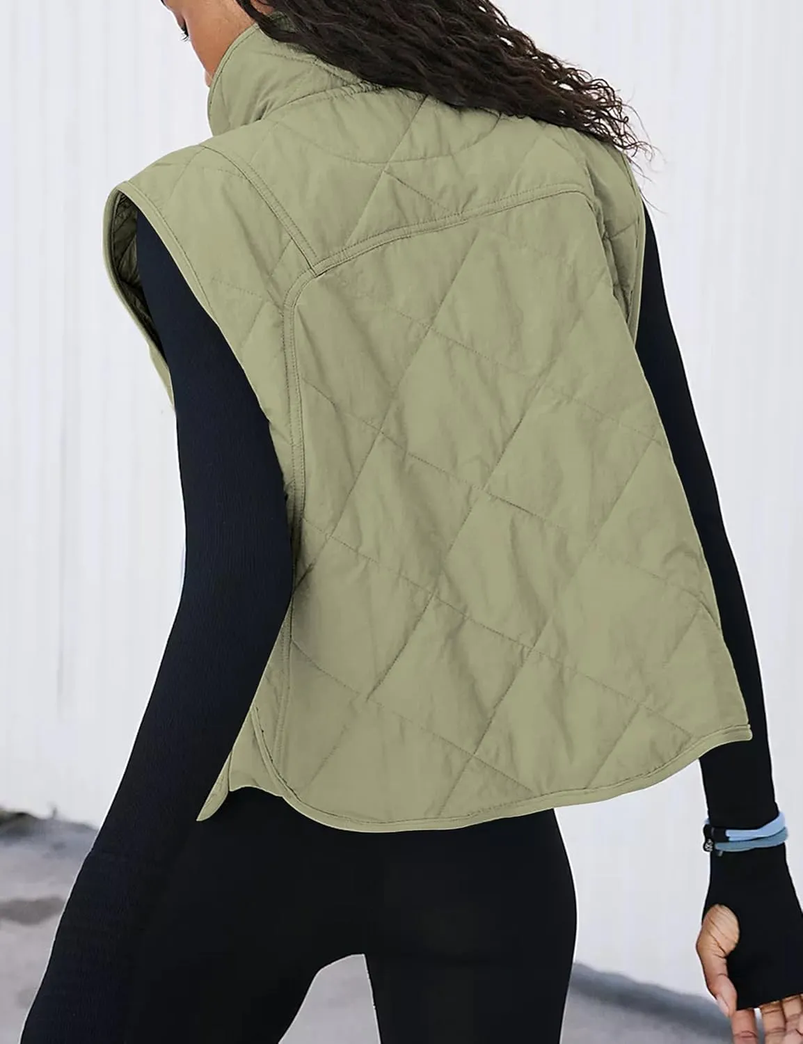 HangNiFang Women's Winter Cropped Puffer Vest Lightweight Sleeveless Warm Outerwear Puffer Vest Padded Gilet