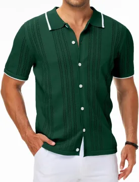 MAPICK Men's Button Down Polo Shirt Casual Short Sleeve Knit Shirt Summer Vacation Beach Clothes