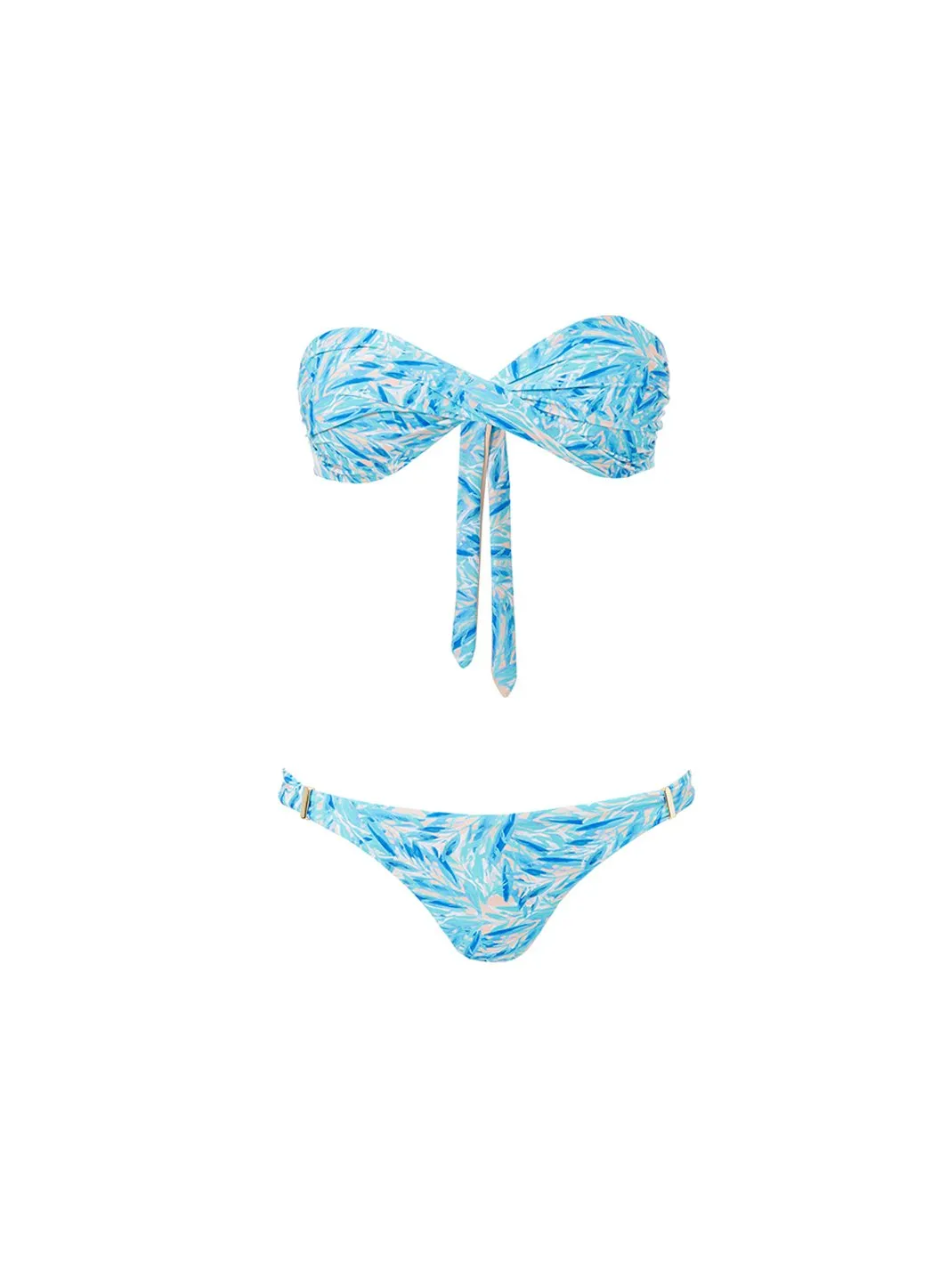 Martinique Blue Leaf Bandeau Padded Twist Bikini