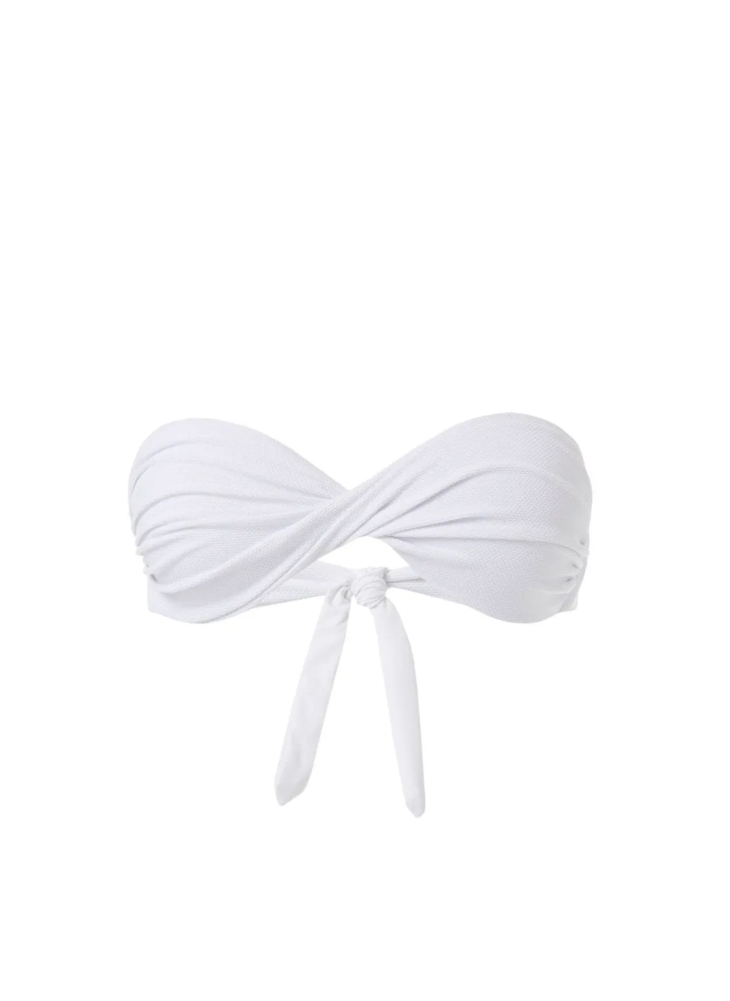 Martinique White Pique Bandeau Padded Twist Bikini Top