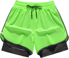 Men??s 2 in 1 Running Shorts 5" Quick Dry Gym Athletic Workout Shorts for Men Lightweight Training Yoga Shorts Pants