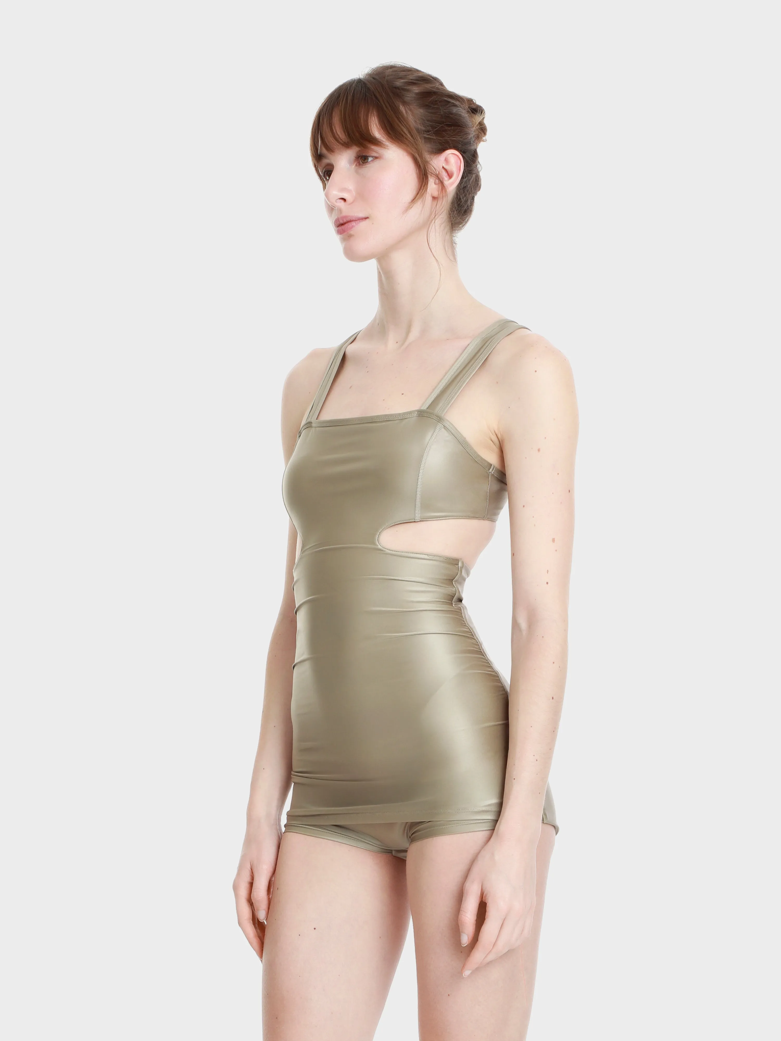 One piece cut out swim skorts