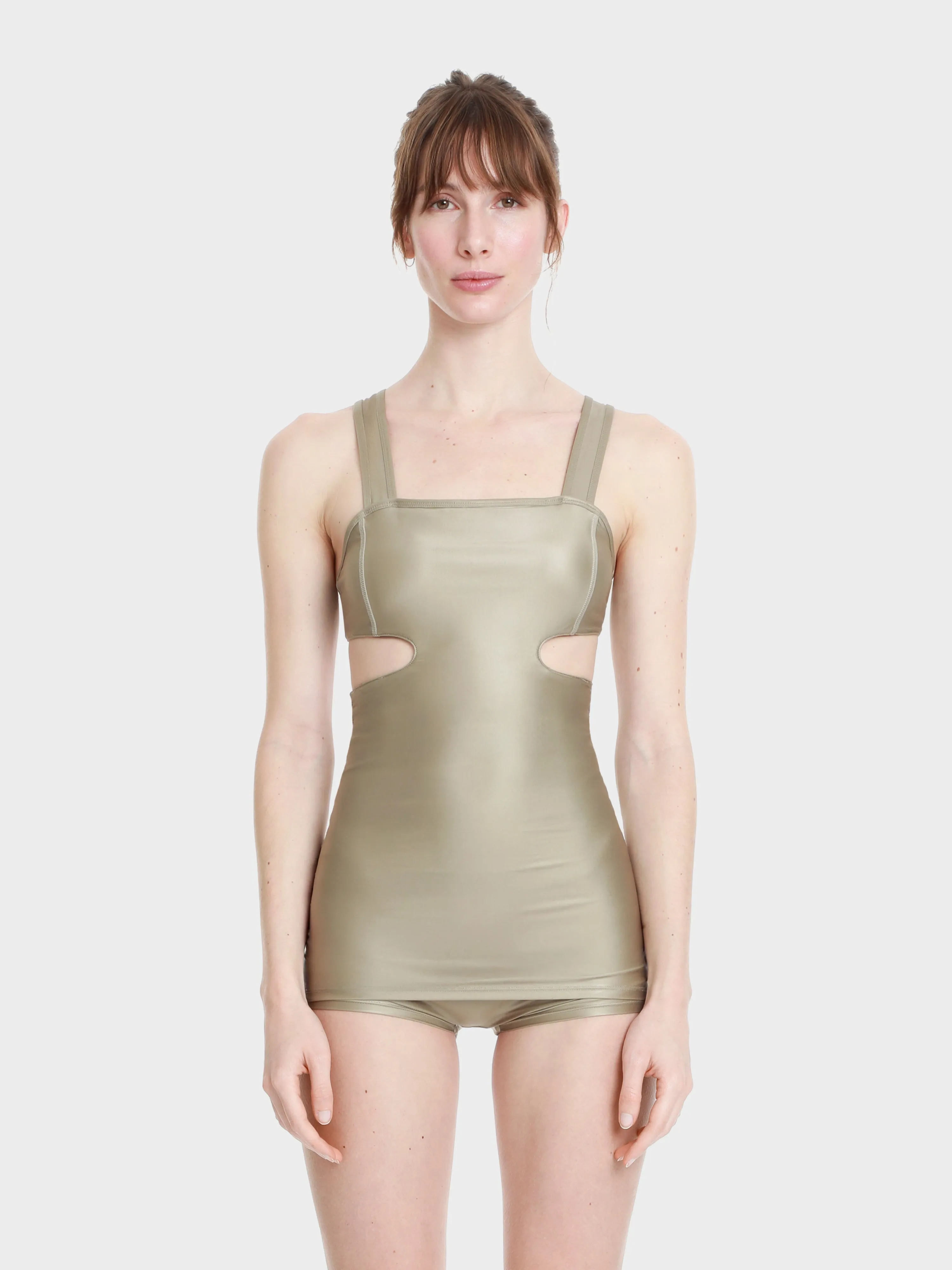 One piece cut out swim skorts