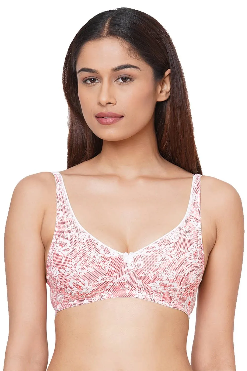 Organic Cotton  Antimicrobial  Seamless Side Support Bra (Pack of 3)-ISB057-Skin_Skin_Pink Lace Print-