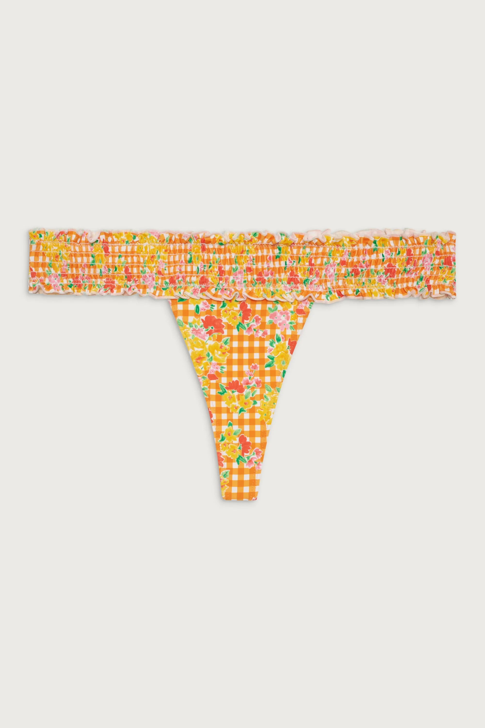 Sofia Floral Micro Bikini Bottom - Marigold Gingham