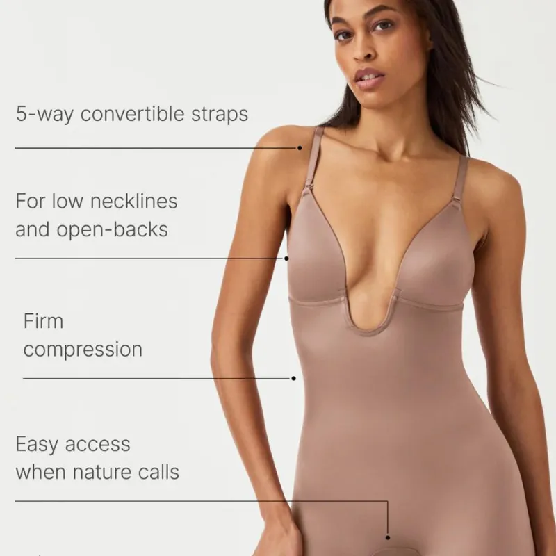 Spanx Suit Your Fancy Shaping Plunge Bodysuit Champagne