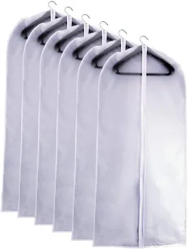 Suit Bags for Closet Storage Hanging Garment Bag 24''X40'' Lightweight Clear Full Zipper Suit Bags (Set of 6) PEVA Breathable Garment Cover for Suit Closet Clothes Storage