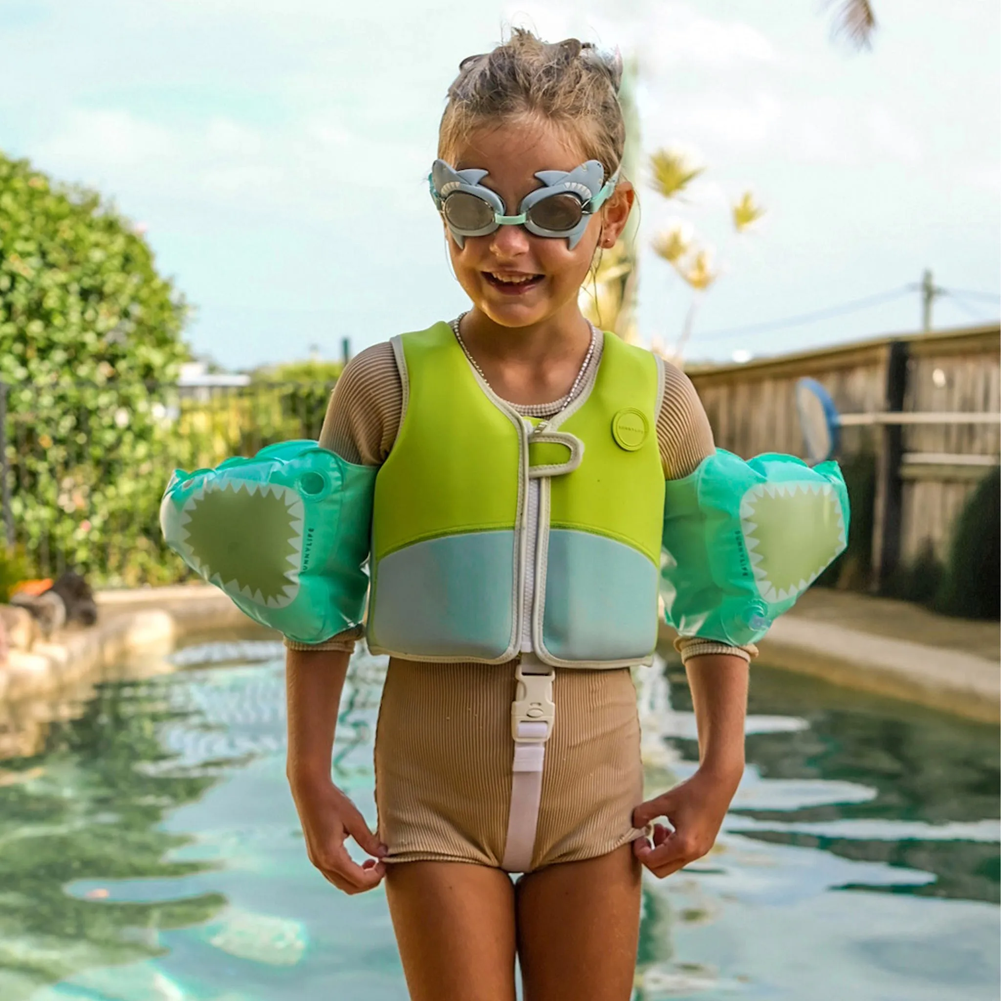 Swim Vest 2-3 | Salty the Shark Aqua Neon Yellow