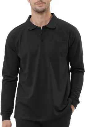 TIHEEN Men's Big & Tall Moisture Wicking Performance Golf Polo Shirt with Pocket Short Sleeve