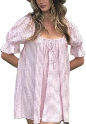 UAURORAO Women Puff Sleeve Shift Dress Y2k Square Neck Bow Tie Babydoll Short Dress Cute Ruffle Cottagecore Floral Sundress