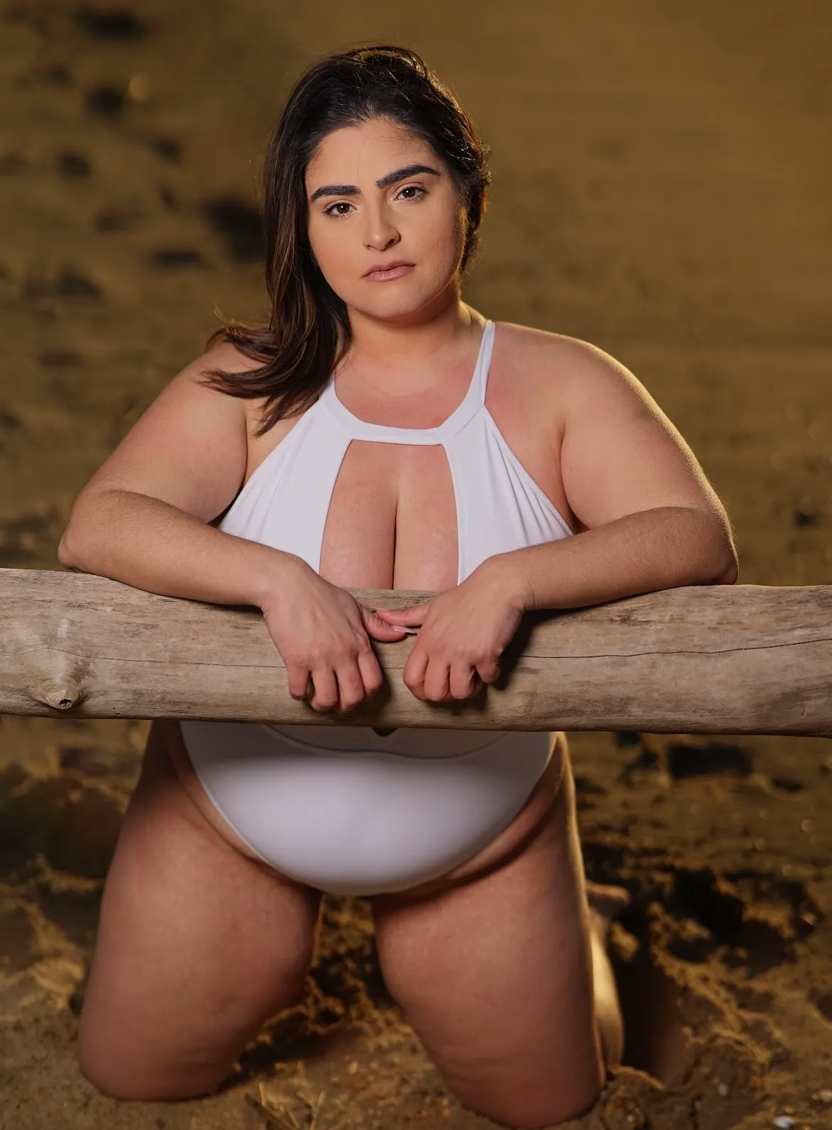 White Cutout Halter Swimsuit