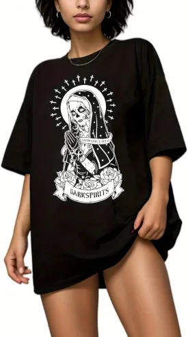 Women Goth T Shirt Y2K Harajuku Graphic Tops Cotton Anime Clothes