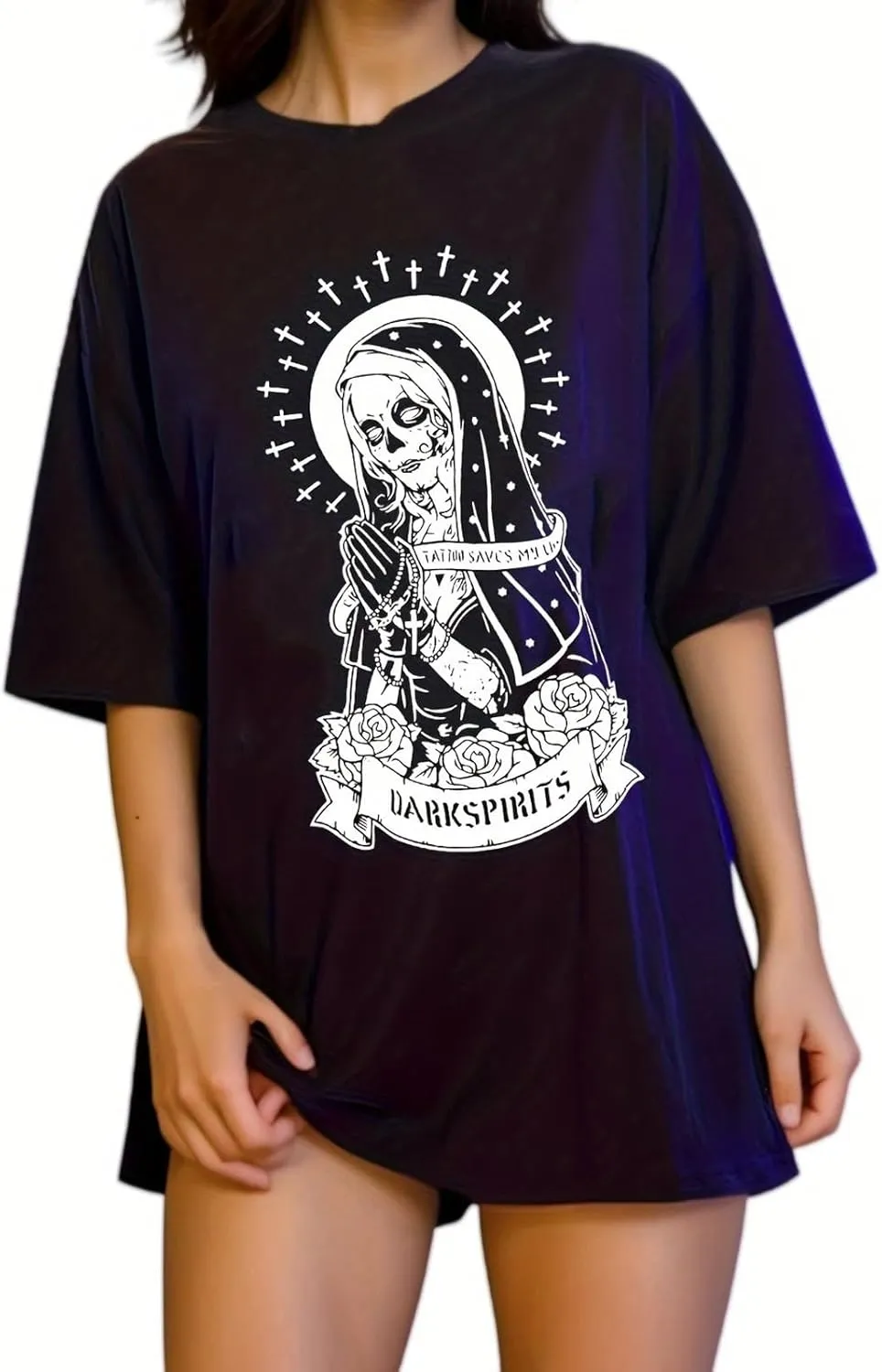 Women Goth T Shirt Y2K Harajuku Graphic Tops Cotton Anime Clothes