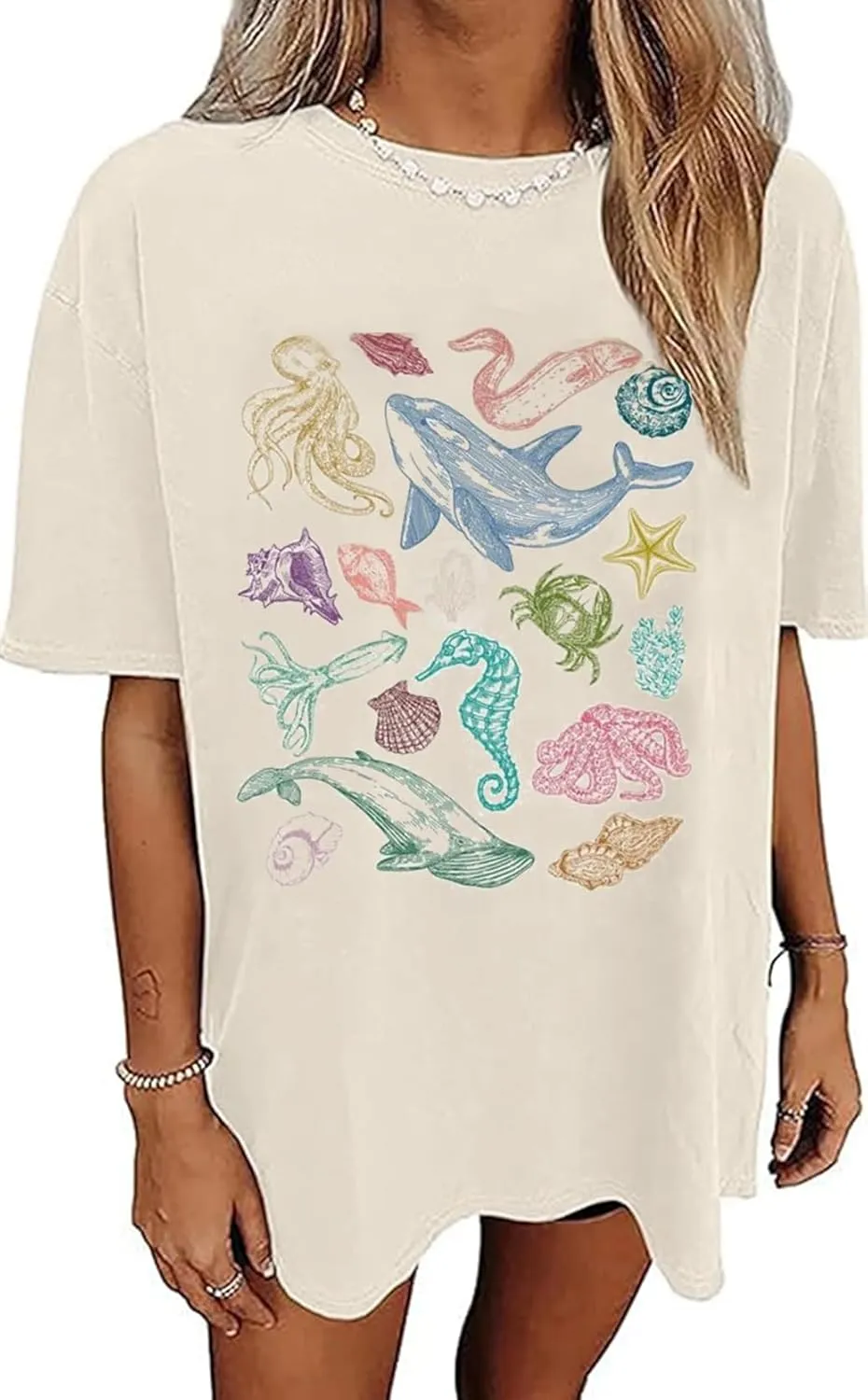 Womens Oversized Tshirt Graphic Tees Summer Casual Short Sleeves Tops Beach Vacation Clothes