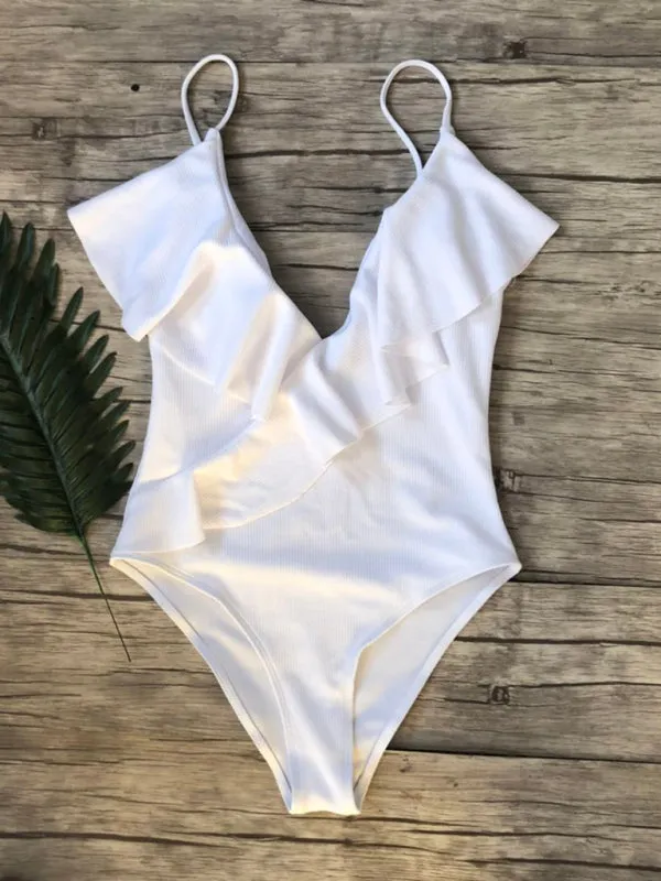 Women's Sexy Ruffle V-Neck Swimsuit
