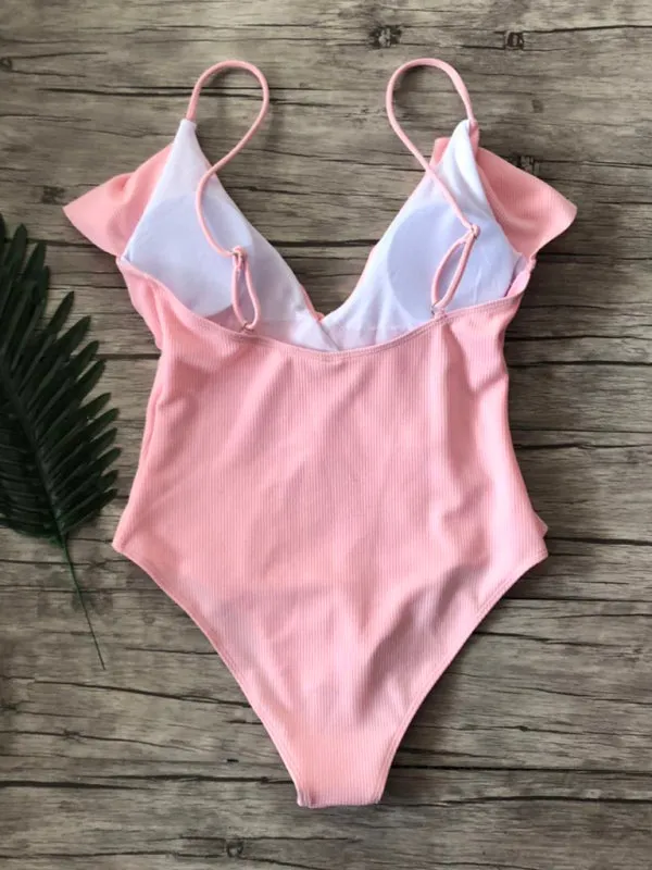 Women's Sexy Ruffle V-Neck Swimsuit