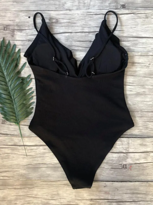 Women's Sexy Ruffle V-Neck Swimsuit