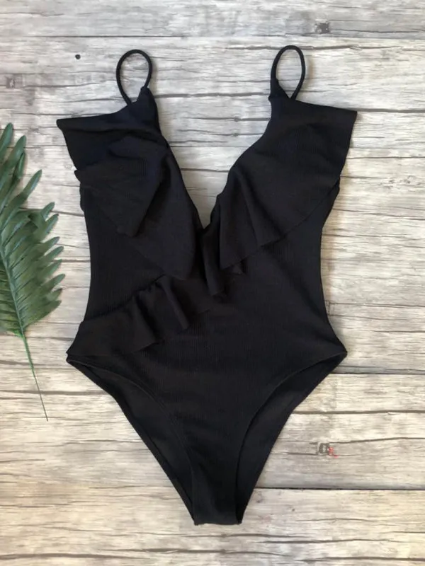 Women's Sexy Ruffle V-Neck Swimsuit