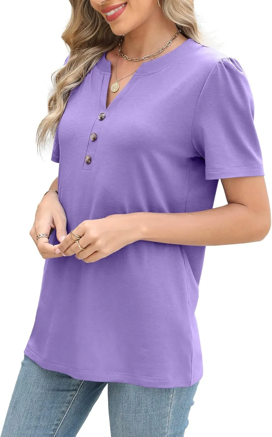 Womens Tops Summer 2025 Short Sleeve Casual Shirts Fashion Loose Fit Clothes
