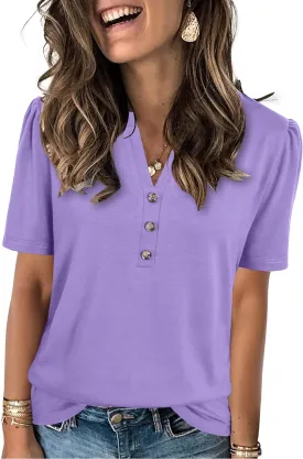 Womens Tops Summer 2025 Short Sleeve Casual Shirts Fashion Loose Fit Clothes